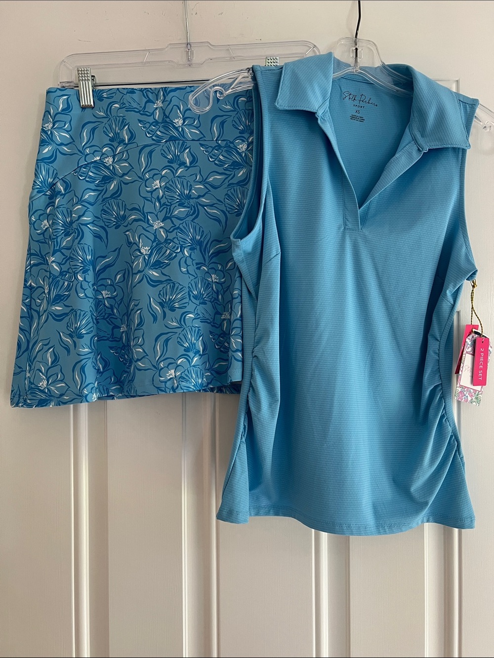 Sea Light Blue Floral Golf Skiet Set – Women’s Active, UPF 50